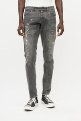 Dolce & Gabbana Washed Grey Distressed Slim Jeans