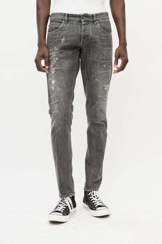 Dolce & Gabbana Washed Grey Distressed Slim Jeans