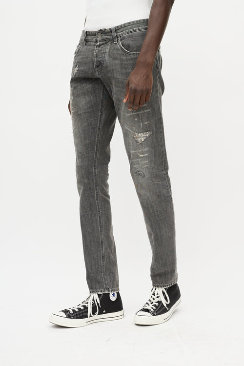 Dolce & Gabbana Washed Grey Distressed Slim Jeans