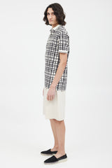 Dolce & Gabbana White & Black Grid Pattern Polo