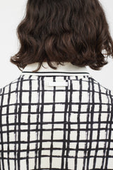 Dolce & Gabbana White & Black Grid Pattern Polo