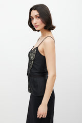Dolce & Gabbana White & Black Lace Bow Top