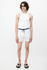Dolce & Gabbana White & Blue Stripe Swim Short