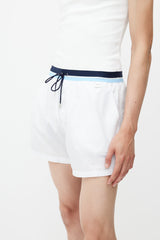 Dolce & Gabbana White & Blue Stripe Swim Short