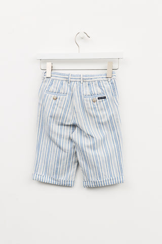 Dolce & Gabbana Kids White and Blue Striped Shorts