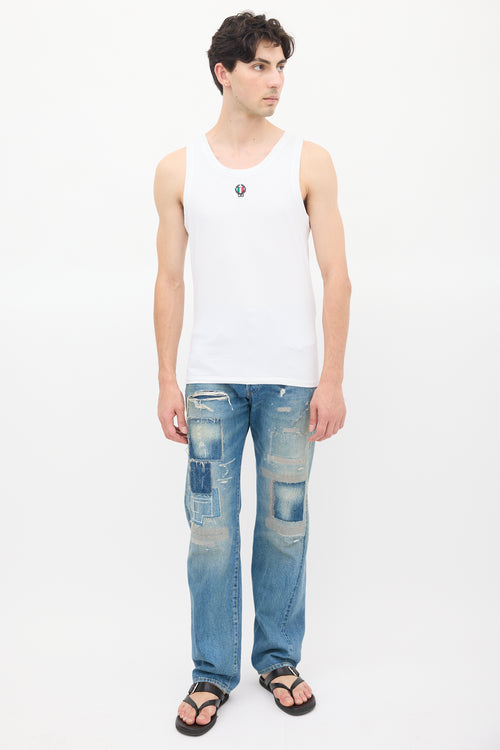 Dolce & Gabbana White Crest Patch Logo Tank Top