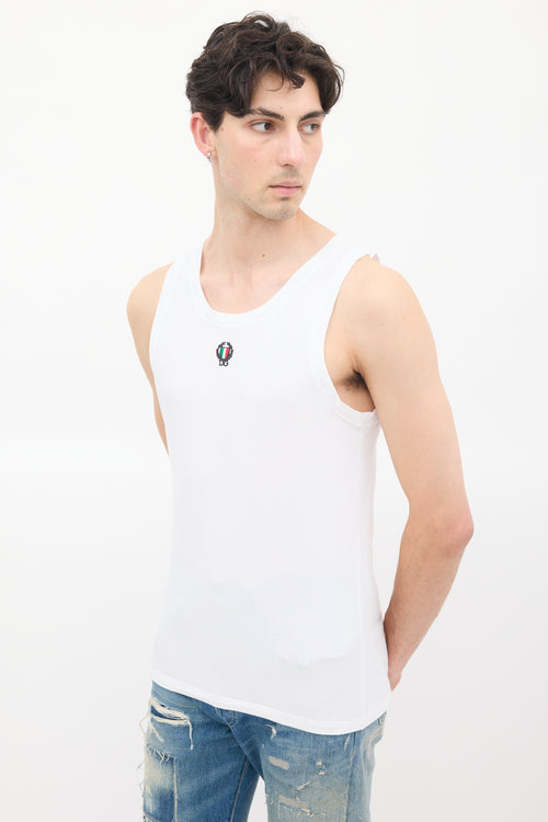 Dolce & Gabbana White Crest Patch Logo Tank Top