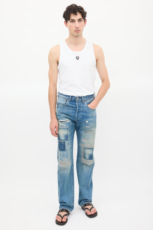 Dolce & Gabbana White Crest Patch Logo Tank Top