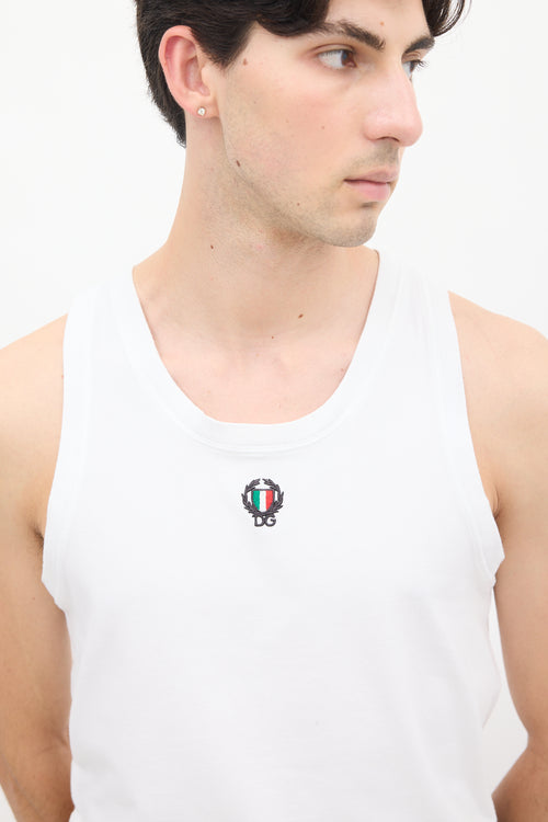 Dolce & Gabbana White Crest Patch Logo Tank Top