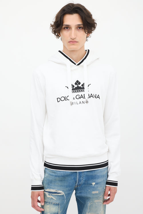 Dolce & Gabbana White Crown Logo Hoodie