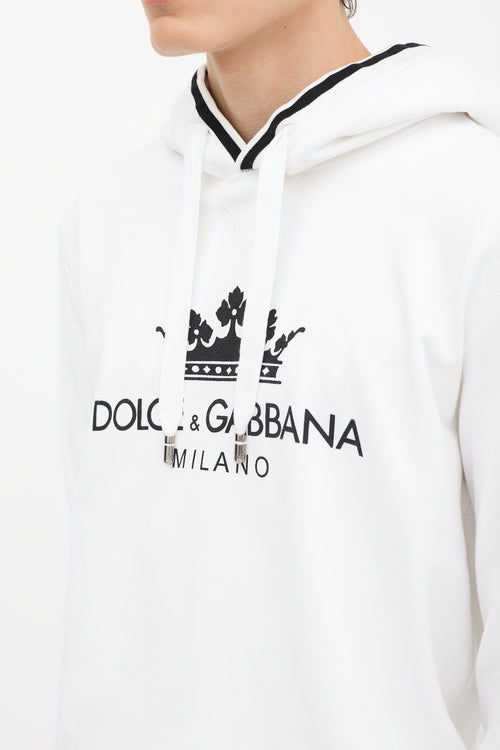 Dolce & Gabbana White Crown Logo Hoodie