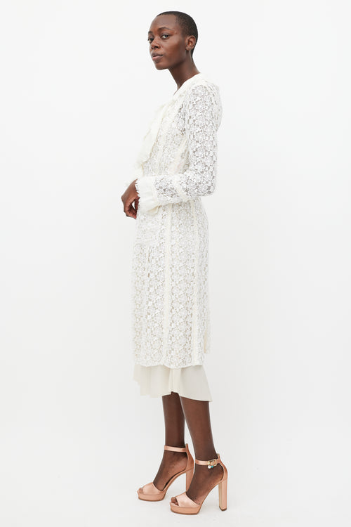 Dolce & Gabbana White Floral Lace Coat