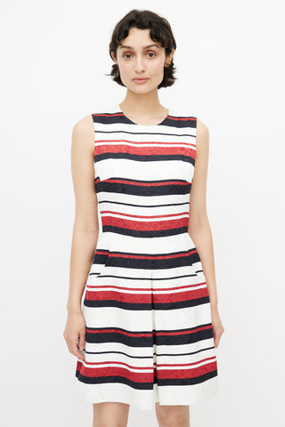 Dolce & Gabbana White & Multi Stripe Dress