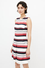 Dolce & Gabbana White & Multi Stripe Dress