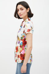 Dolce & Gabbana White & Multicolour Cotton Floral Top