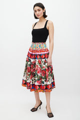 Dolce & Gabbana White & Multicolour Floral Mambo Skirt