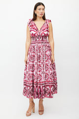 Dolce & Gabbana White & Multicolour Floral Smocked Dress