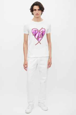 Dolce & Gabbana White & Multicolour Love Print T-Shirt