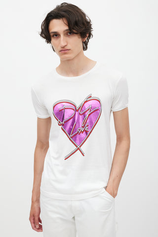 Dolce & Gabbana White & Multicolour Love Print T-Shirt