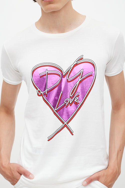 Dolce & Gabbana White & Multicolour Love Print T-Shirt