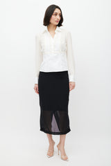 Dolce & Gabbana White Pleated Silk Shirt