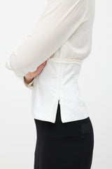 Dolce & Gabbana White Pleated Silk Shirt