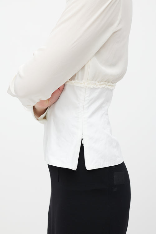 Dolce & Gabbana White Pleated Silk Shirt