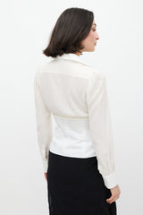 Dolce & Gabbana White Pleated Silk Shirt