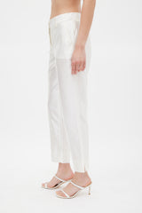 Dolce & Gabbana White Silk Slim Cropped Trouser
