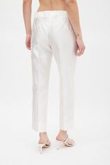 Dolce & Gabbana White Silk Slim Cropped Trouser