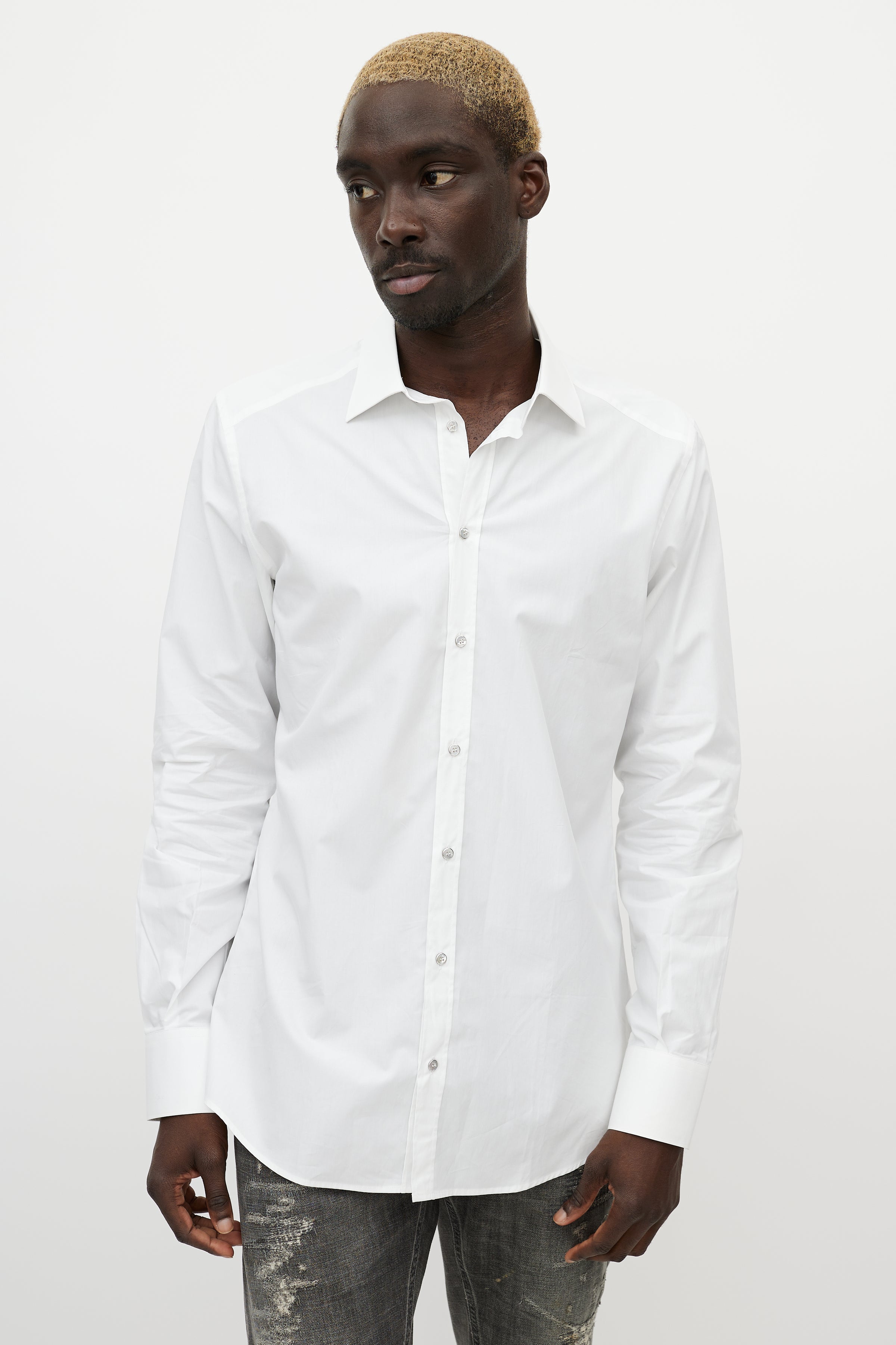 Dolce & Gabbana // White & Silver Buttoned Shirt – VSP Consignment Dolce & Gabbana // White & Silver Buttoned Shirt – VSP Consignment