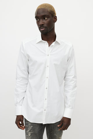 Dolce & Gabbana White & Silver Buttoned Shirt