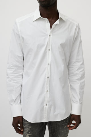 Dolce & Gabbana White & Silver Buttoned Shirt