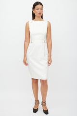 Dolce & Gabbana White & Silver Floral Brocade Dress
