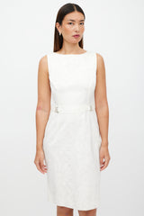 Dolce & Gabbana White & Silver Floral Brocade Dress