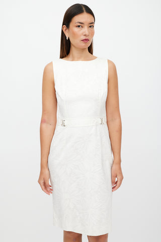 Dolce & Gabbana White & Silver Floral Brocade Dress