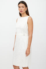 Dolce & Gabbana White & Silver Floral Brocade Dress