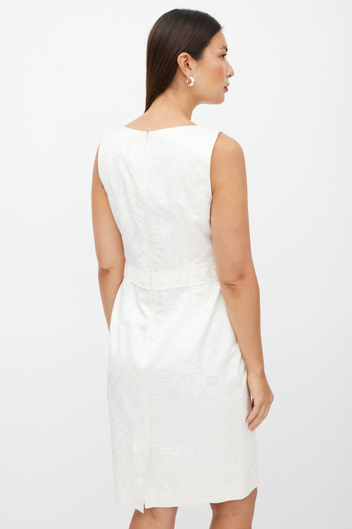 Dolce & Gabbana White & Silver Floral Brocade Dress