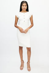 Dolce & Gabbana White Tweed Jewel Dress
