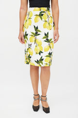 Dolce & Gabbana White & Yellow Lemon Skirt