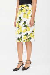 Dolce & Gabbana White & Yellow Lemon Skirt