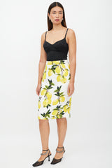 Dolce & Gabbana White & Yellow Lemon Skirt