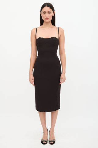Dolce & Gabbana Wool Bodycon & Lace Bra Dress