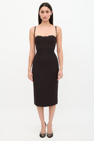 Dolce & Gabbana Wool Bodycon & Lace Bra Dress