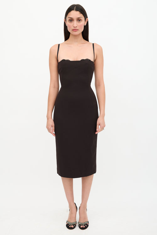 Dolce & Gabbana Wool Bodycon & Lace Bra Dress