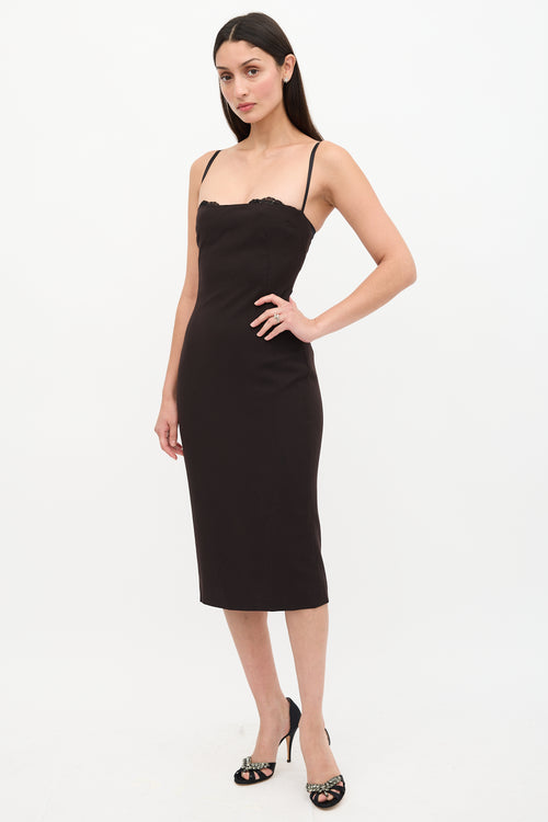 Dolce & Gabbana Wool Bodycon & Lace Bra Dress