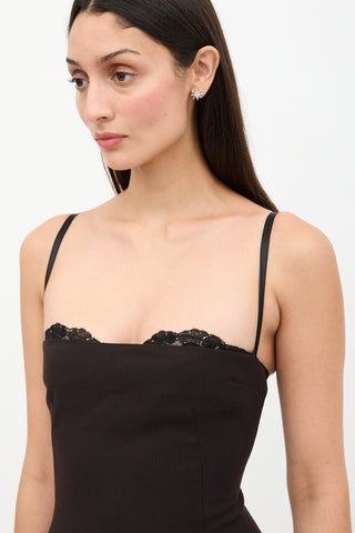 Dolce & Gabbana Wool Bodycon & Lace Bra Dress