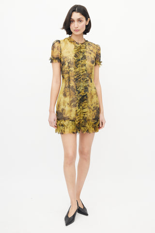Dolce & Gabbana Yellow & Black Silk Ruffled Dress