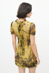 Dolce & Gabbana Yellow & Black Silk Ruffled Dress