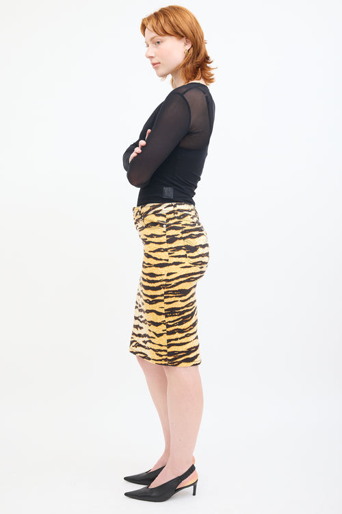 Dolce & Gabbana Yellow & Multi Printed Pencil Skirt